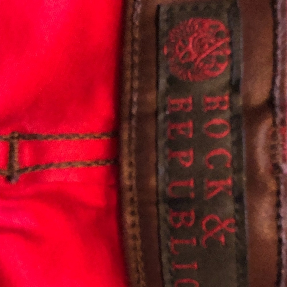 Shiny burgundy Rock and Republic jean
